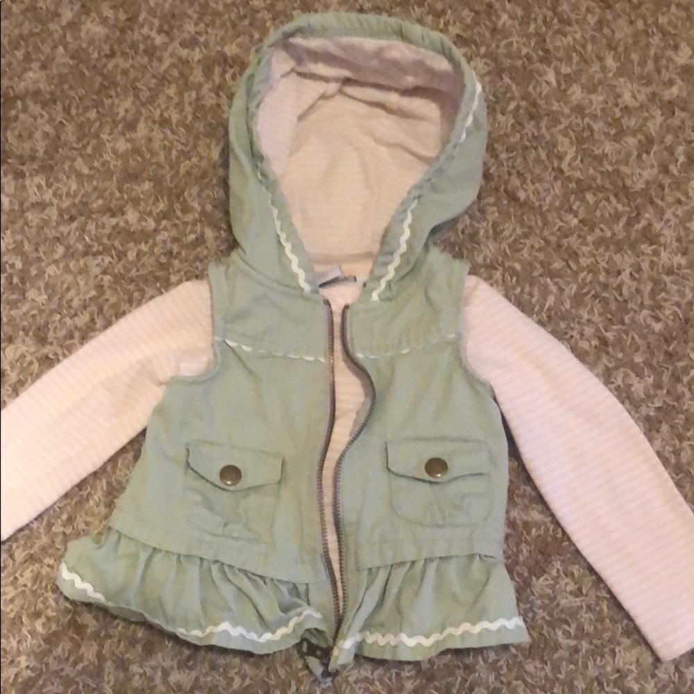 Matching pink & green Tahari baby shirt and vest